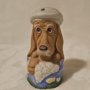 Jasco Vintage Porcelain Basset Hound Hand Bell